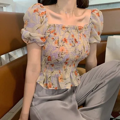 

2021 Arrive Summer Great Great Quality Lace Aesthetic Square Neck Sexy Sweet And Lovely For Polyester Top Women's T-shirt, Picture showed