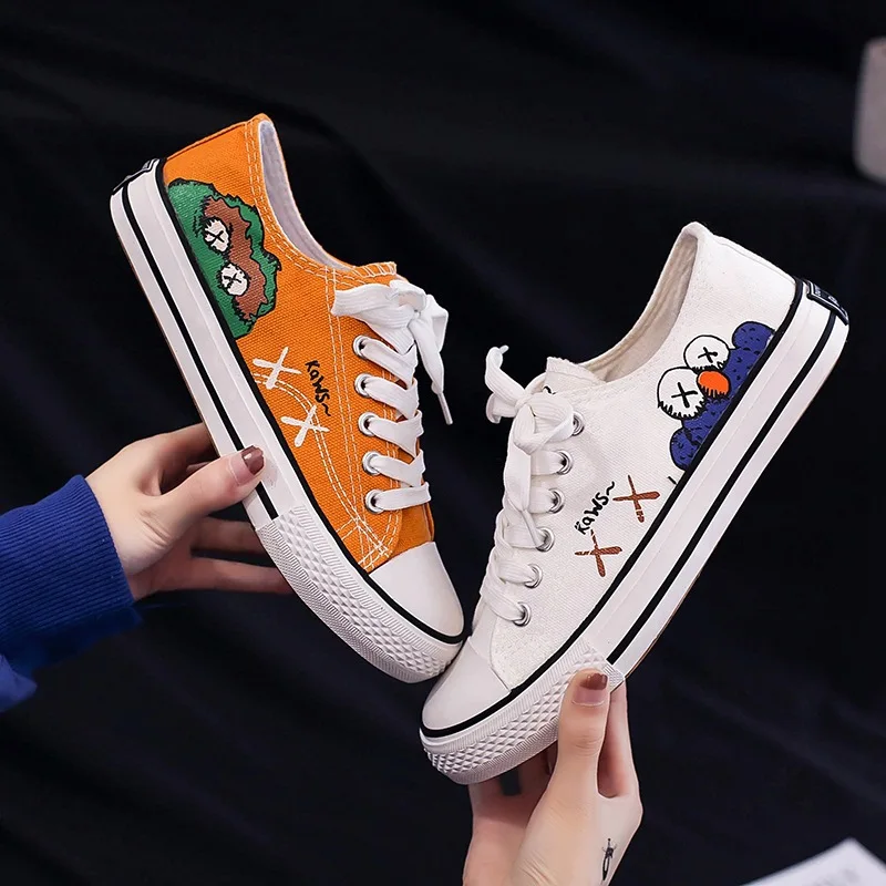 

Lowest price carton pattern top brand running canvas shoes