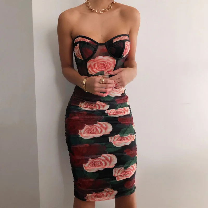 

Spring 2021 new trendy valentines day clothing sustainable casual dresses women sleeveless floral print dress, Photos show