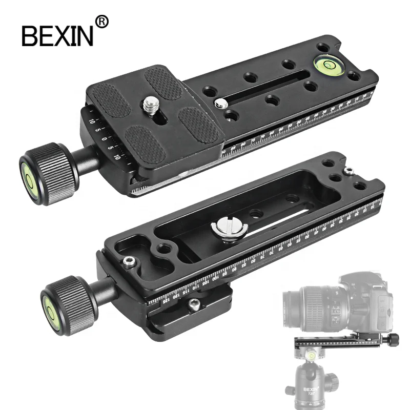 

BEXIN Quick Release Plate Clamp Adapter Aluminum Alloy photographic Accessories with Bubble Level for DSLR Camera Head Tripod, Black