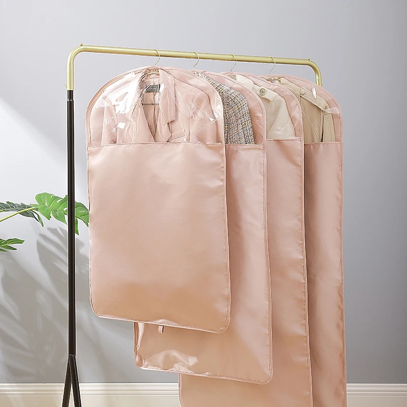 

Custom Foldable Hanging Silk Satin Dust Cover Jacket Dress Apparel Packing Bag Suit Garment Storage Bag