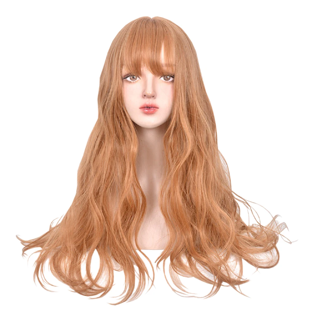 

Light Gold Brown Long Curly Wave Hair 24 INCH Harajuku Princess Lolita Sweet High Temperature Silk Cosplay Party COS Wig, Pic showed