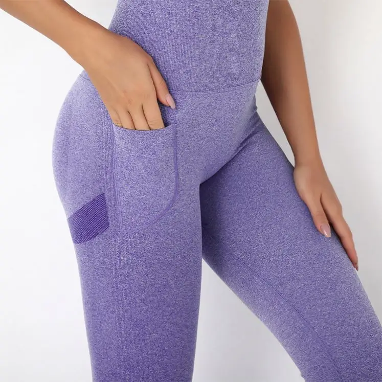 

Multi colors seamless women yoga jumpsuit with pocket 2021, Printed