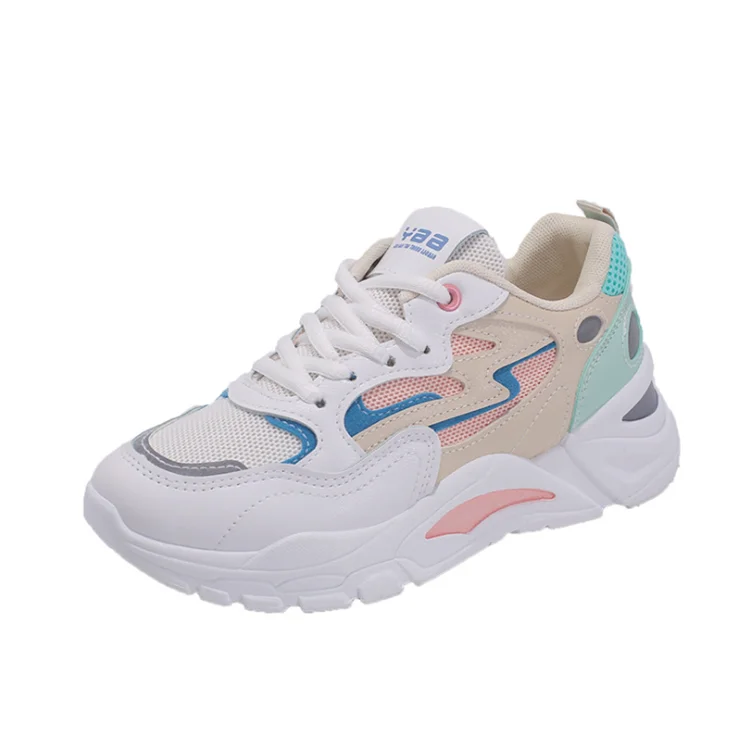 

2021 new Korean version of lace-up casual shoes for students, White, blue , pink