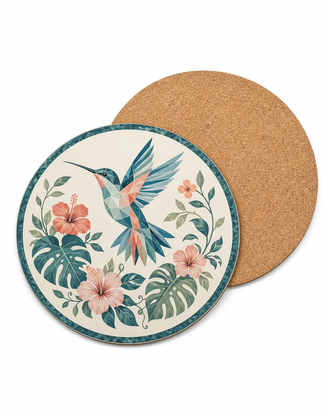 Round Hummingbird Coaster with Cork Backing