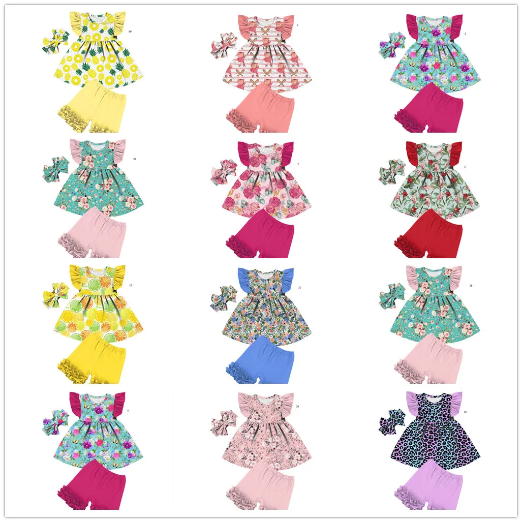 

2021 new design kids girl dress clothes summer clothing set children's boutique 1 - 6 years, As shown in the picture