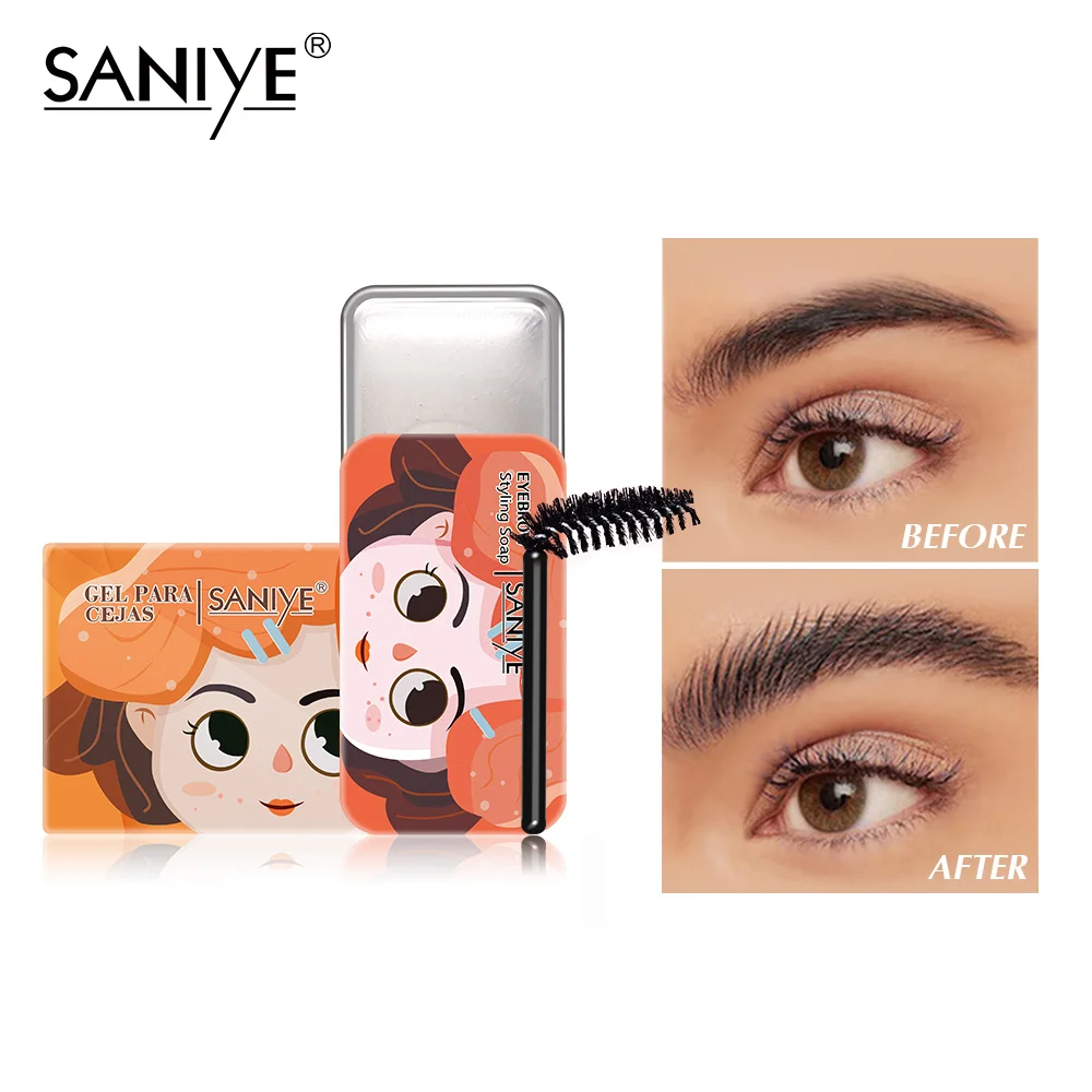 

Saniye 2021 new design vegan private label eyebrow wax styling soap wholesale custom brow scented brow styling soap tin, Transparent