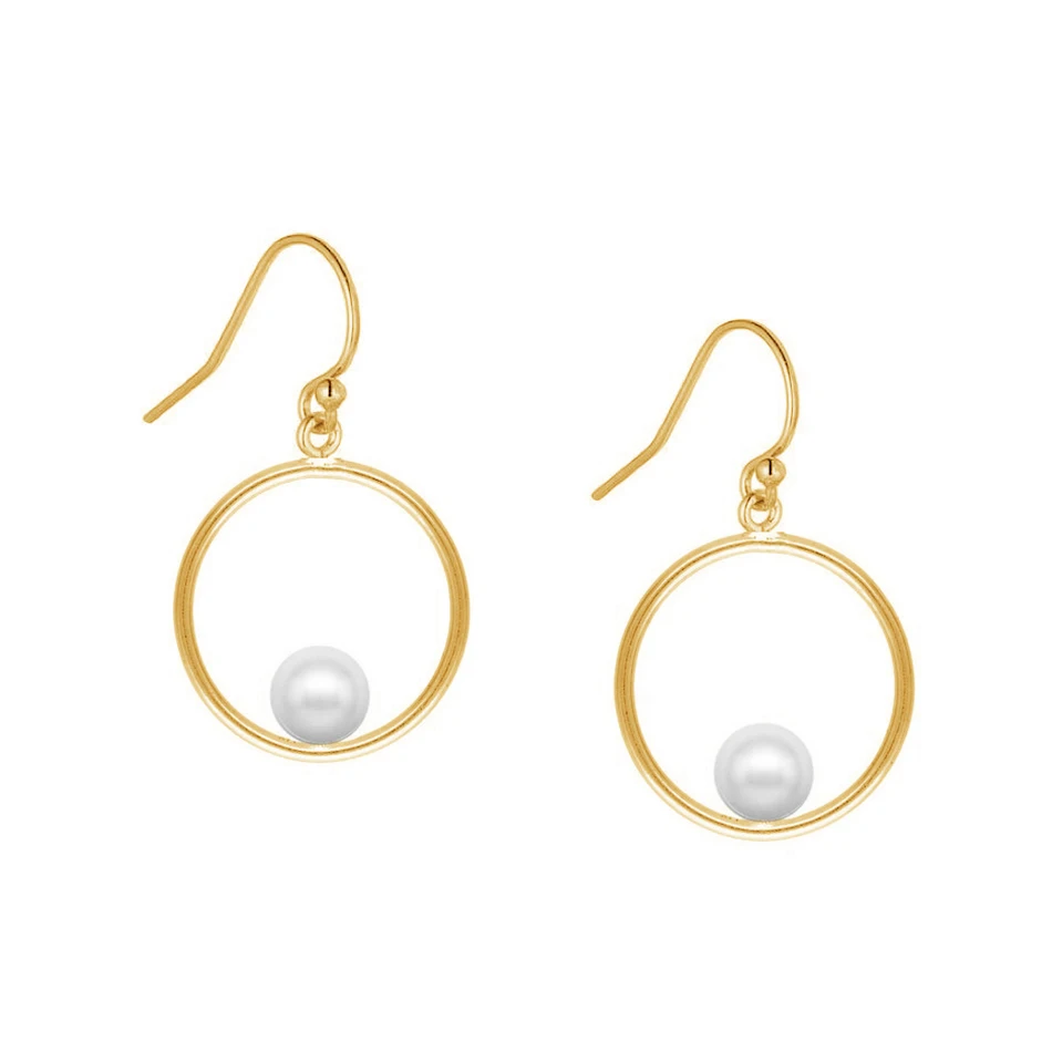 

925 sterling silver jewelry wholesale 18k gold plated popular pearl halo drop earrings for women