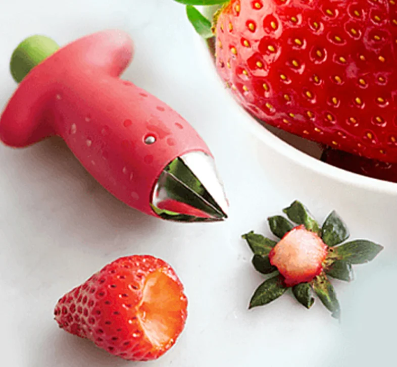 Strawberry Huller Fruit Slicer Set, Berry Stem Leaves Huller Gem Remover  Removal Fruit Peeling Tool Kitchen Gadgets Corer Easy for Remove Strawberry