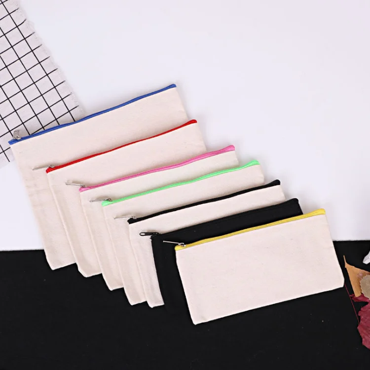 

Wholesale Custom Logo Funny Makeup Stash Bag Travel Case Canvas Cotton Cosmetic Pouch with Zipper, Beige
