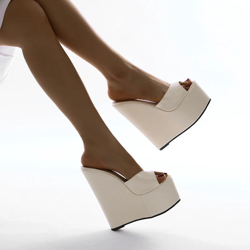 

New wedge heel 2022 Euro American style early spring simple super-high heel slope heel slipper, size 35-42