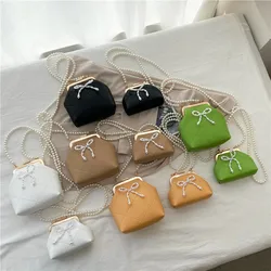 2021 Party Mother Daughter Purse Fashion Pearl Chain Mommy And Me Purses Solid Color Women Bags Mini Cute Handbags For Girls