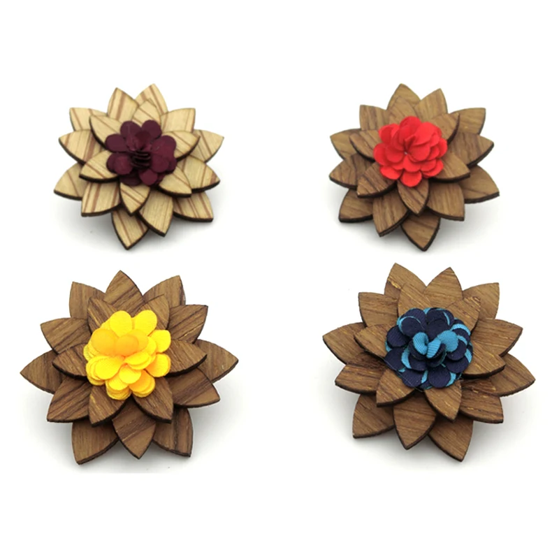 

Handmade Wooden Brooch Wedding Brooches Retro Lapel Pins for Men, Natural wood