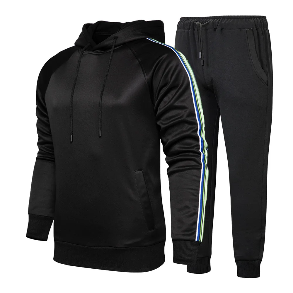 

2021 wholesale custom logo blank hoodie sweatpants suits white jogger set men, Customized color