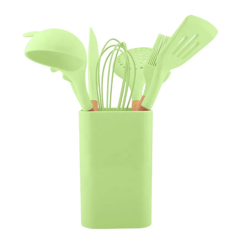 

Hot sale 8 pcs kitchenware utensil set custom home cookware kitchen tools silicone cooking tools utensil for kitchen, Black,green,blue