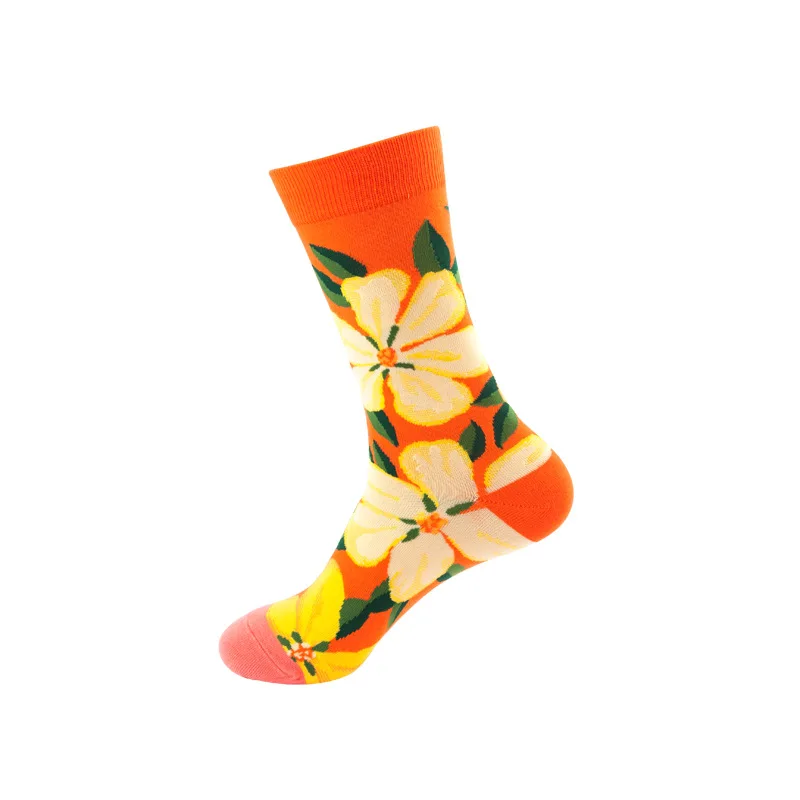 
Customized funny novelty patterned colorful dress socks premium cotton crew happy crazy food socks for men 