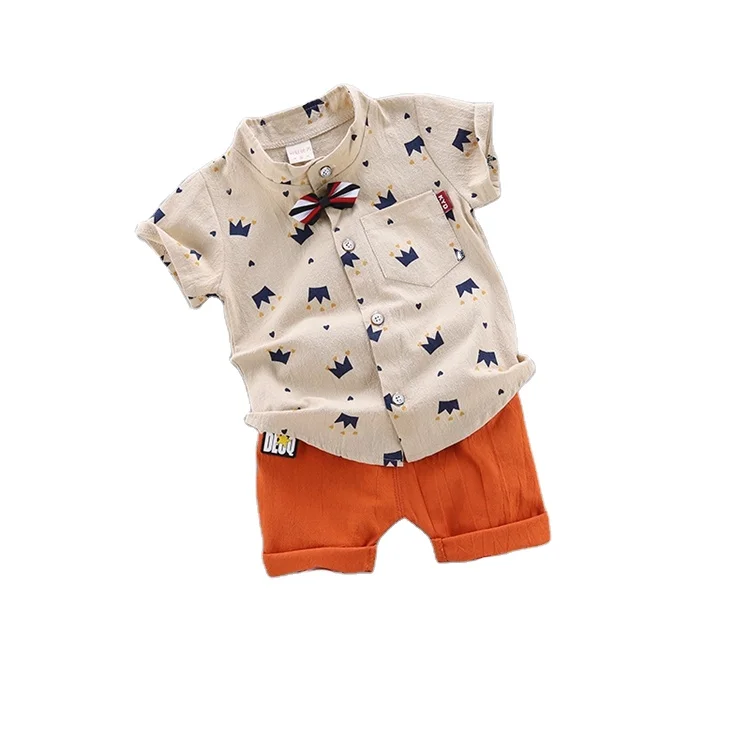 

2021 Factory Wholesale Kids Tshirt Short Sleeve T-shirt Tops&pants Outfit 2pcs Boy Clothings Set