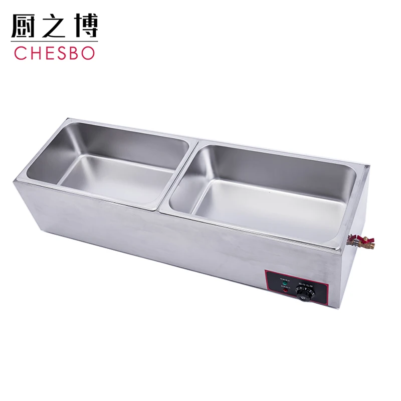 220v 2pan Commercial Food Warmer Container Display Electric Countertop Steam Table Stainless