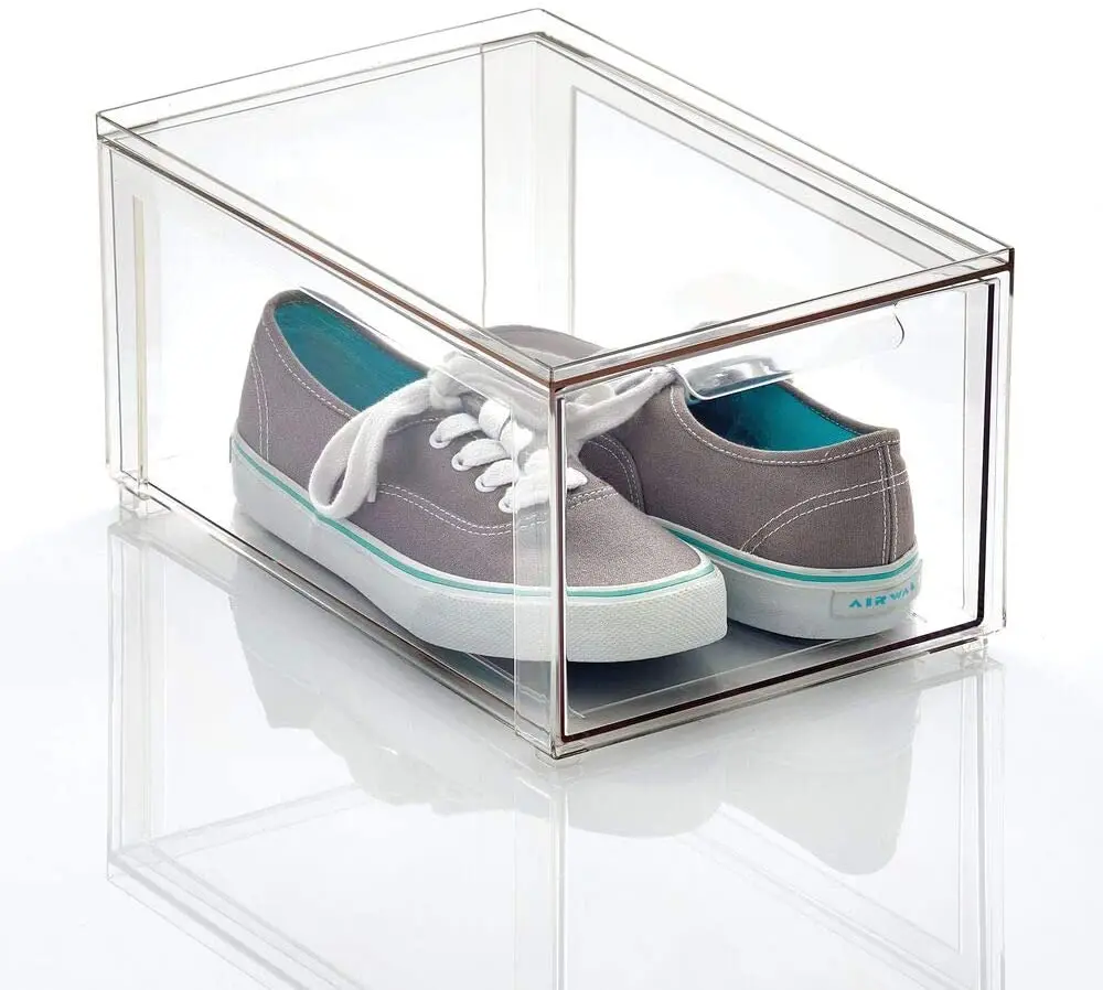 

Acrylic Stackable Closet Storage Box with Pull-Out Drawer Container for Organizing Men's and Women's Shoes Sandals Wedges Flats, Customized color