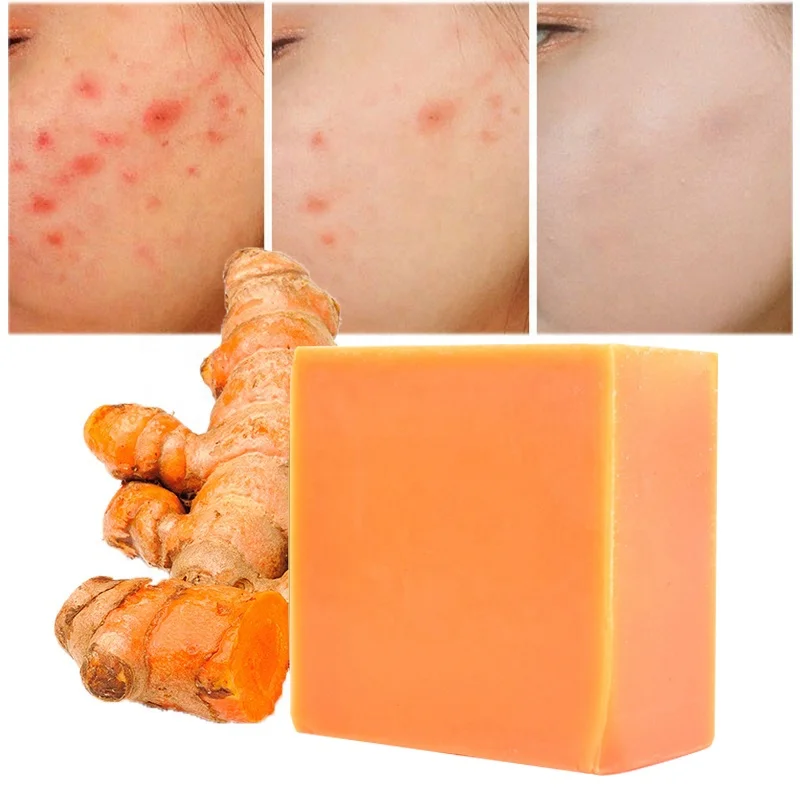 

Hot Sales 100g Private Label Organic Toilet Bath Soap Bar Handmade Soap For Whitening Antiseptic Remove Acne Turmeric Soap