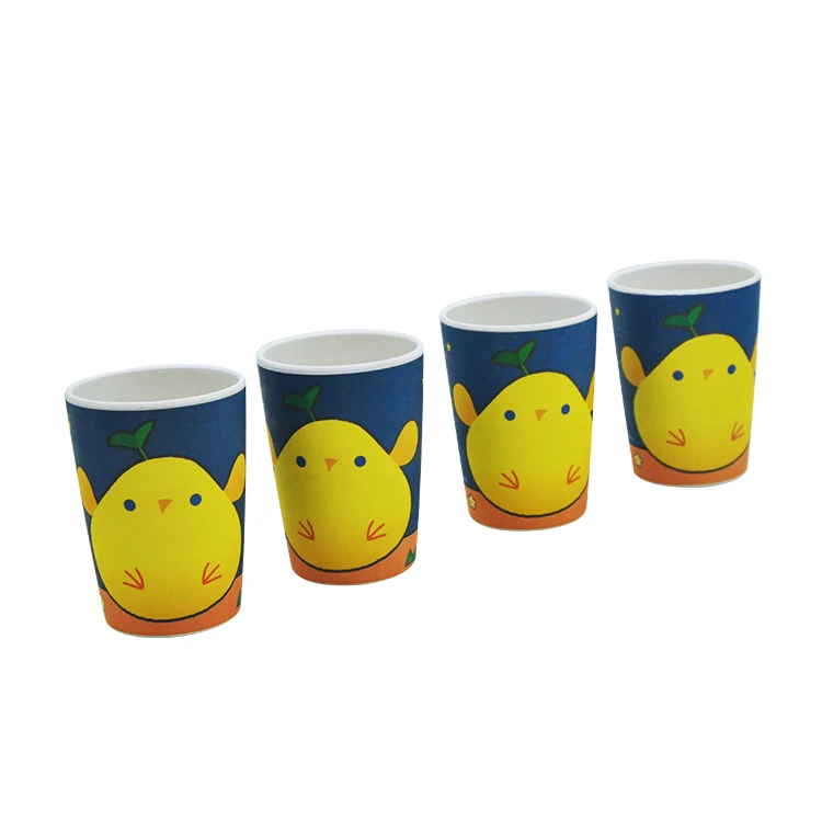 

BPA Free cartoon bamboo fiber cup biodegradable Baby Bamboo Drinking Cup, As picture