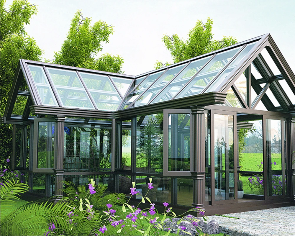 户外insulare预制多边形阳光房屋顶铝玻璃房子