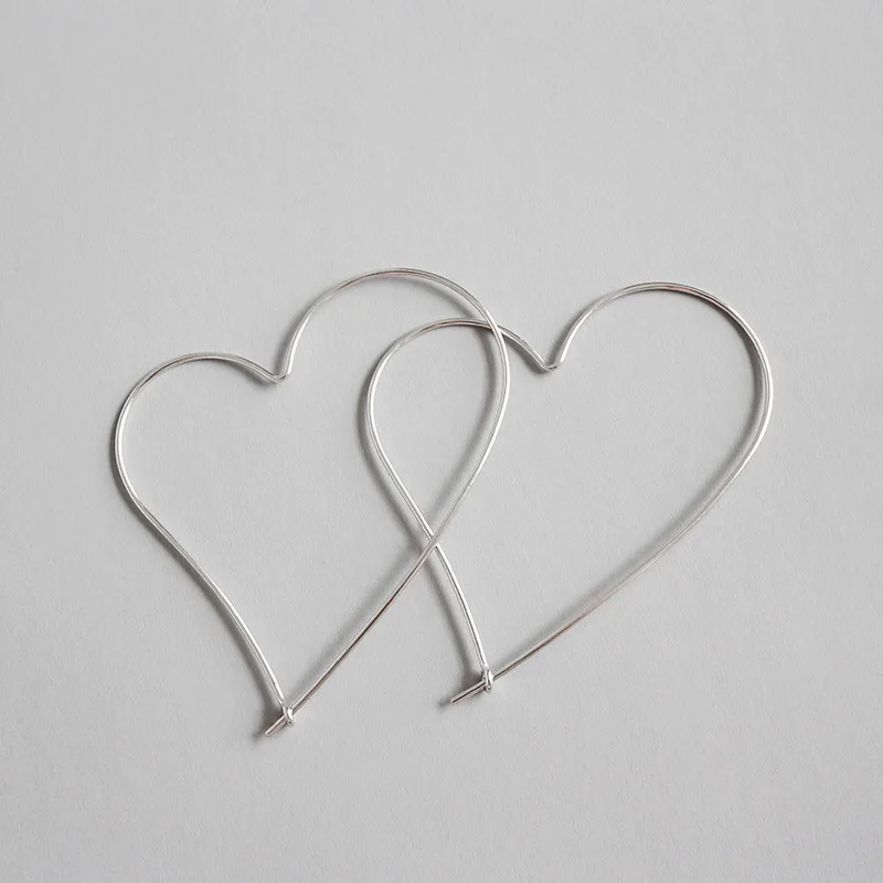 

2020 Fashion Trendy Clean Design Silver Plated S925 Sterling Silver Heart Earrings For Female
