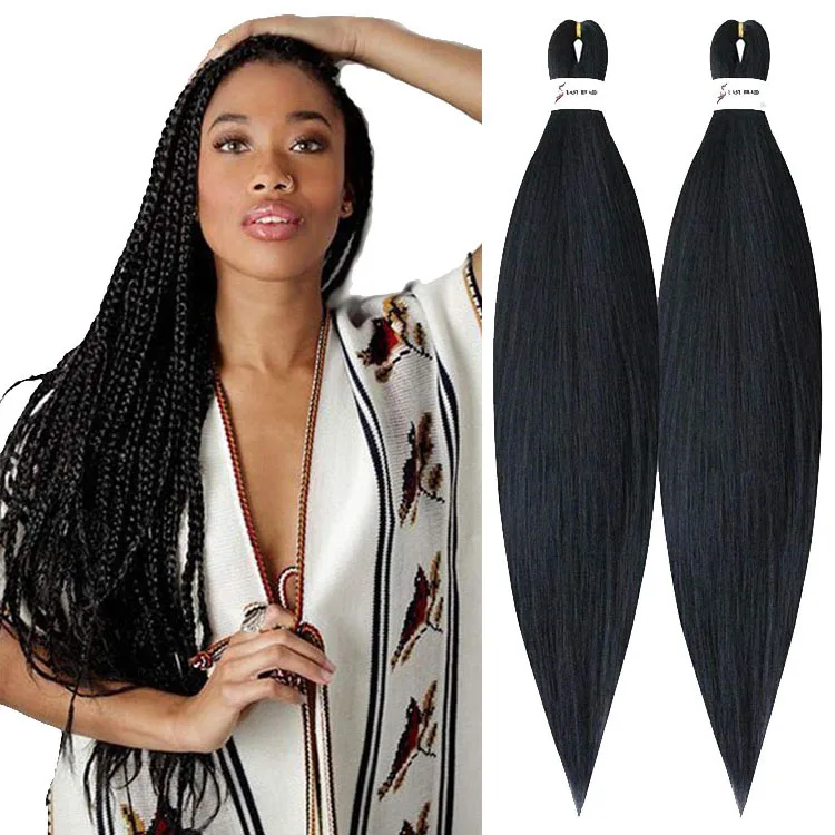 

Wholesale Pre Stretched Braiding Hair Extensions Yaki Texture Hot Water Setting Easy Braid Solid And Mixed Color 26 Inch 90g, Black pink red purple brown green