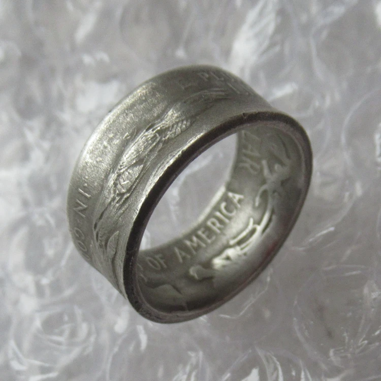 

Handmade from Maine Half Dollar 1920 "Date" Outside of the Ring Vintage Silver Plated Handmade US Size 7-12# Coin Rings