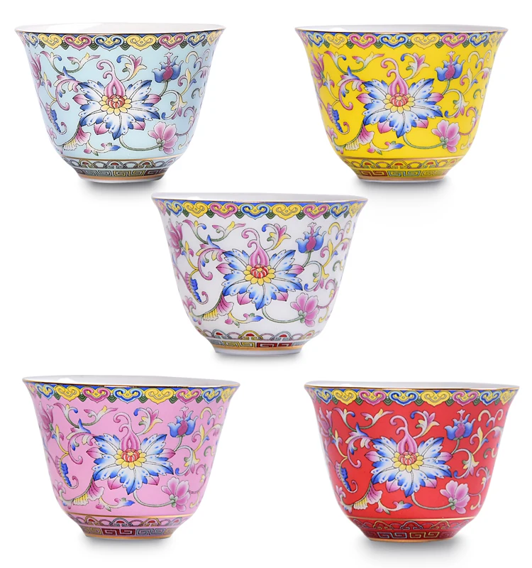 

ceramic porcelain Chinese tea cup set gift logo, Red iron rust