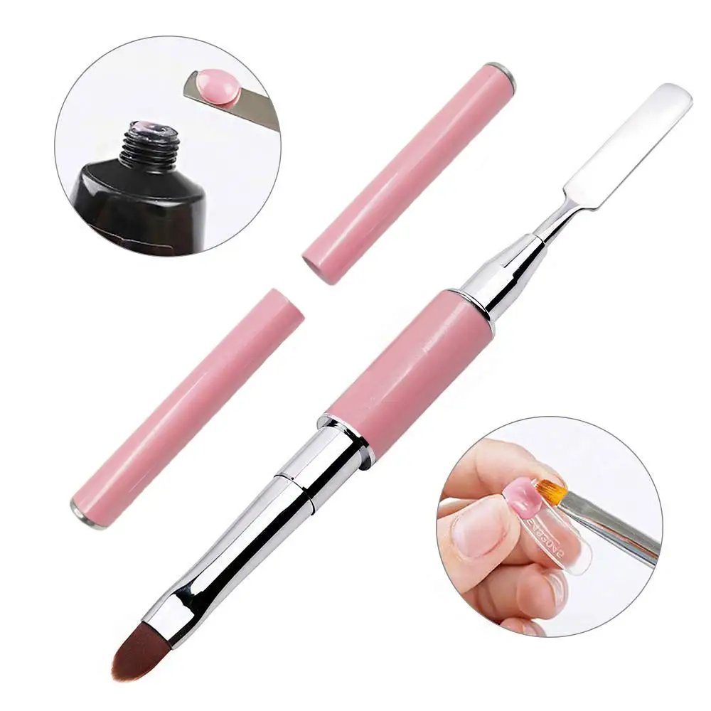 

Dual-Ended Poly gel Nail Brush Picker 2 in 1 Designs Acrylic Nail Brushes Stainless Steel Nail Tool for UV Gel Extension, Multi colors