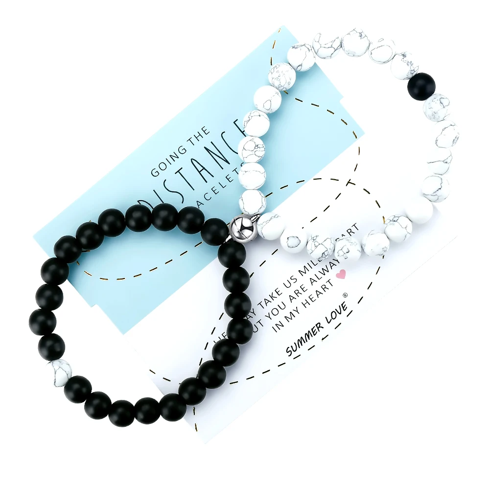 

2022 2pcs/set Handmade Natural Stone Beads Yoga Bracelet For Lovers Distance Magnet Couple Bracelets Valentine's Day, Picture shows