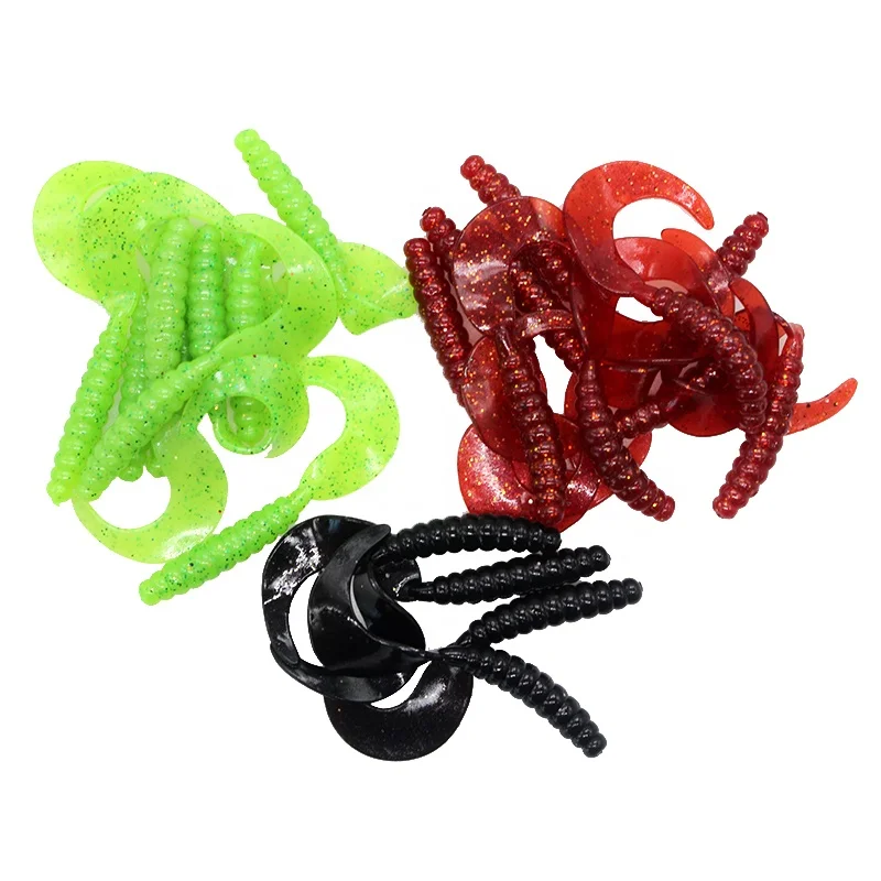 

OEM and on stocks silicone material soft bait single-tailed crooked tail soft worm lure 10 colors optional bionic bait, 15 colors