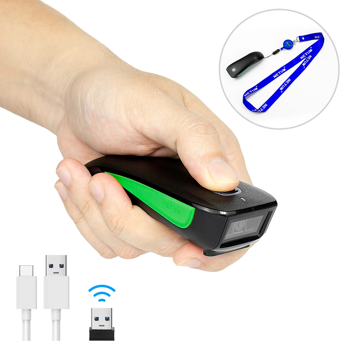 

Netum Mini 1D 3-in-1 BT & USB Wired & 2.4G Wireless Barcode Reader Portable Bar Code Scanning Work with Windows Android IOS