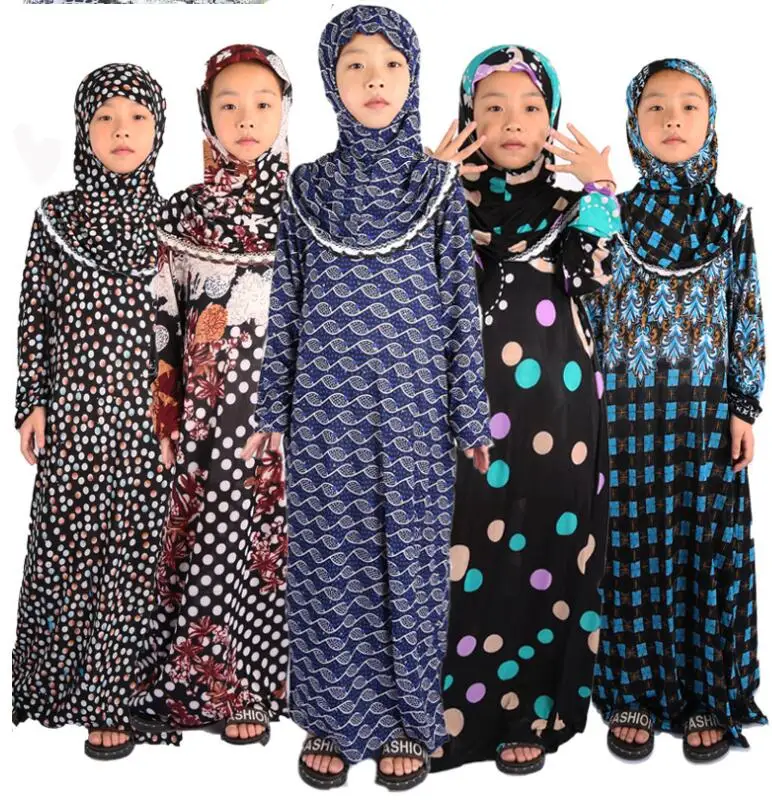 

Girl Arabia Muslim Islamic Floral Clothes Long Robe Size S-4XL Stock 2020122802