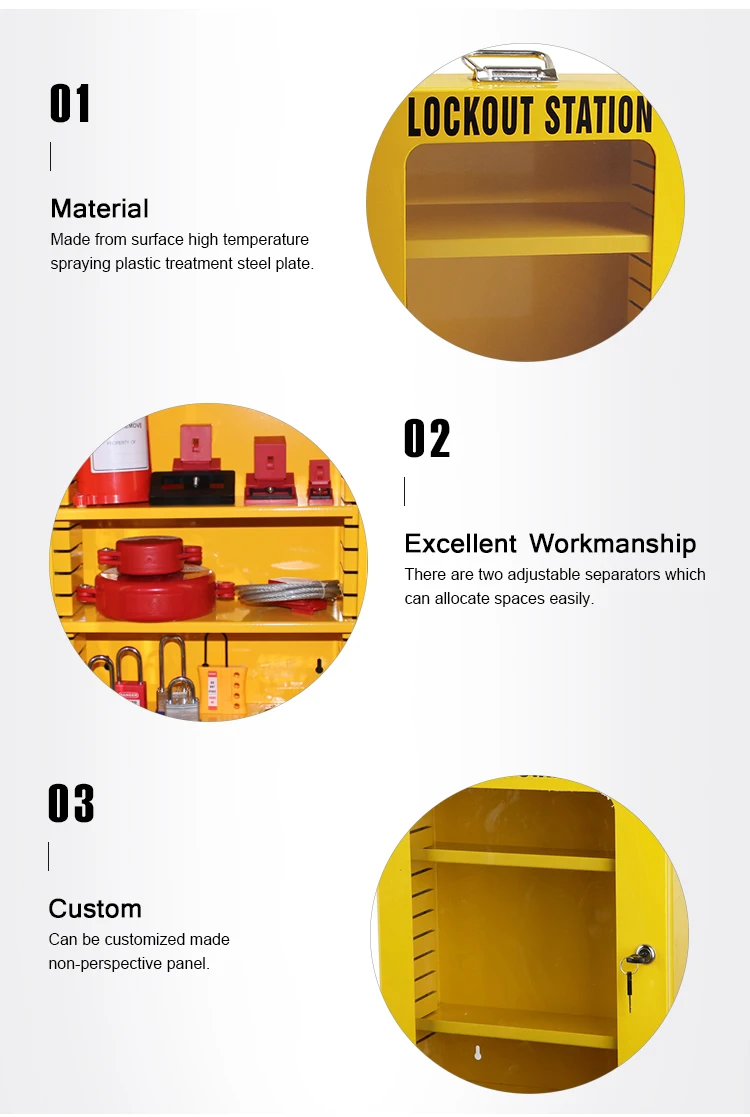 Wall Mounted Hardened Yellow Steel Safety Group Combination Management Lockout Tagout Station