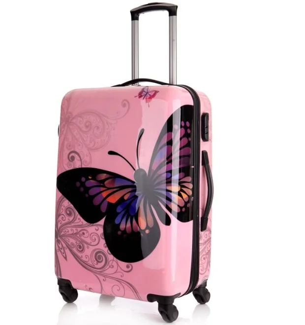 

ABS+PC beautiful butterfly trolley luggage printing suitcase luggage