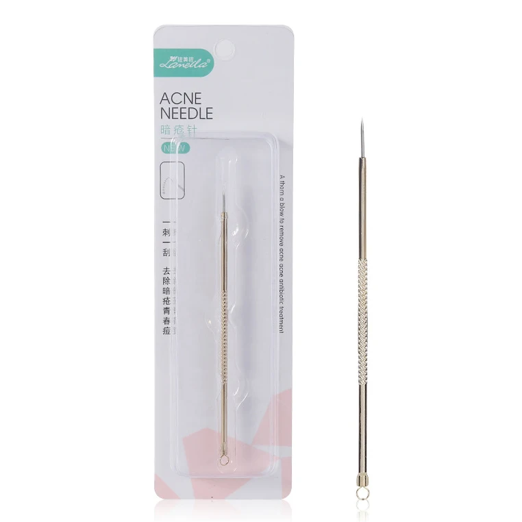 

Free Shipping Acne Needle Low MOQ Stainless Steel Gold Beauty Care Removal Extractor Tool Blackhead Remover Acne Needle B0710, Sliver