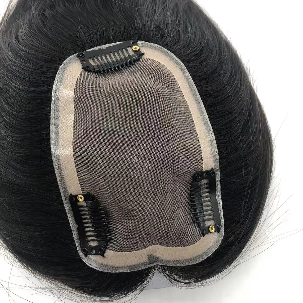 LONGFOR Indian Remy Human Hair Toupee for Women-Silk Base Closure Straight Style Hand Tied 10 Inches 100% Density Right/Left