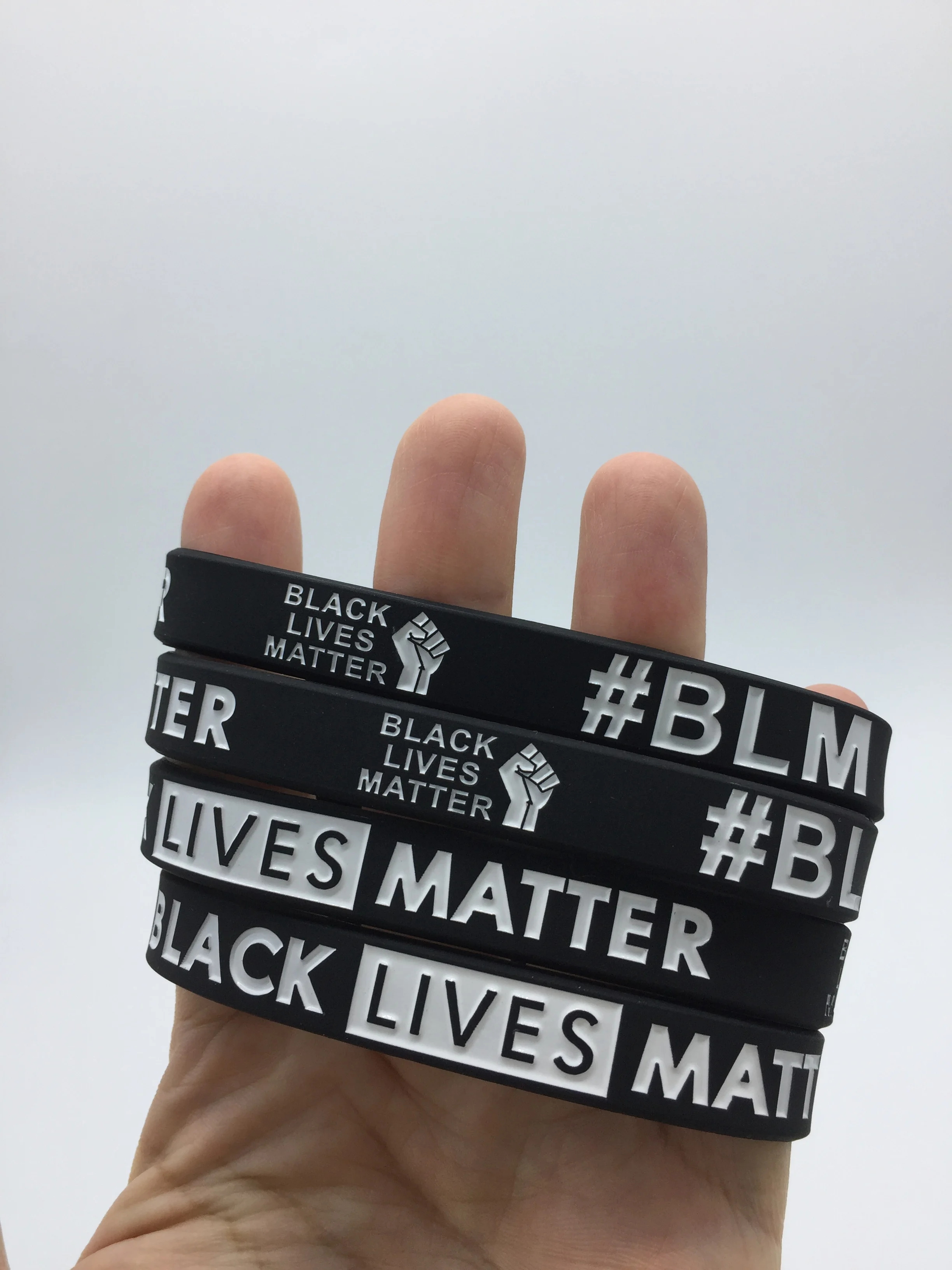 Black Lives Matter Bracelet Rubber Wristband Silicone BLM Support Bands for Men and Women Pack of 6 