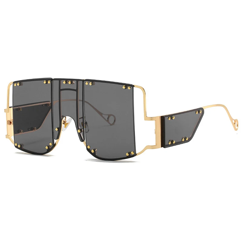 

Model A0405 Fashion 2021 Oversized Steampunk Square Big Frame One piece Lens Designer Women Shades Sunglasses