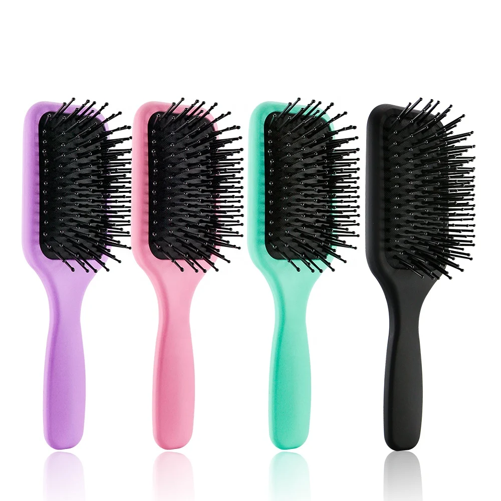 

Custom Wholesale Cheaper Mette Airbag comb brush Hair Salon Black Cushion Paddle brush, Black ,pink ,purple ,green