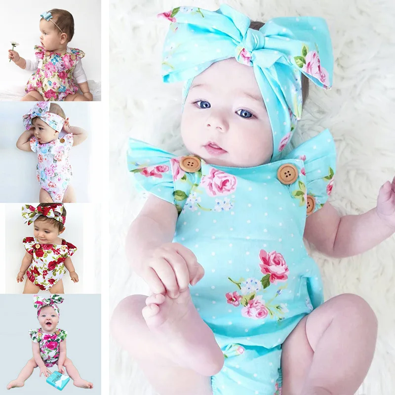

1-3 Year Old Baby One-piece Romper Romper Summer Flower Newborn Clothes