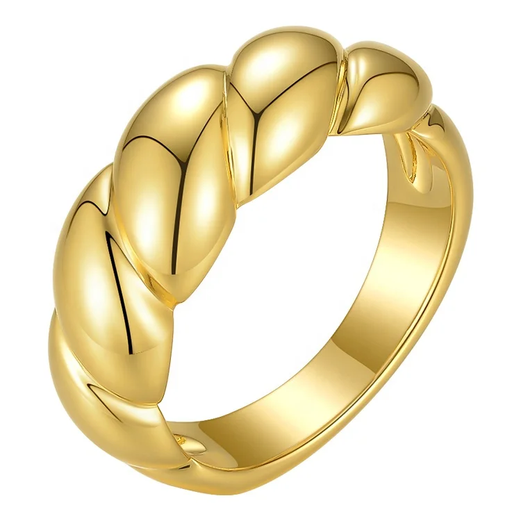 

Latest High quality 18k Gold Plated Environmental Brass Outer Twist Ring R204072