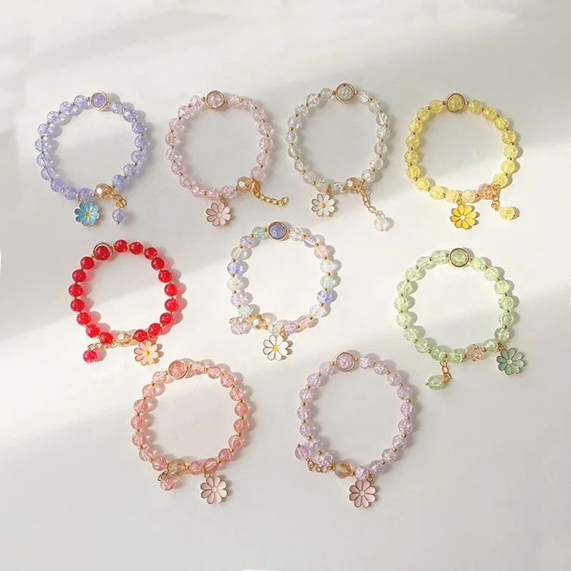 

Pretty popcorn crystal bracelets with little daisy bangle children decoration