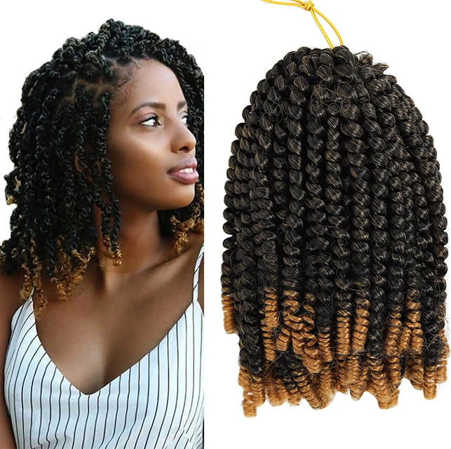 

Factory Price Synthetic Hair Color Women Spring Twist Crochet Braid Hair Extension 8 inch Spring Twist Hair, 1b,4#,27#,30#,bug and other photos shown