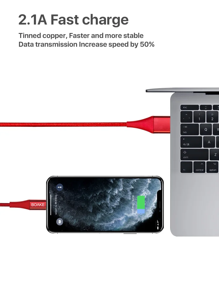 wholesale cell phone charger cable nylon braided usb cable cord 2.1a fast charging usb charging cable for iphone - ANKUX.COM
