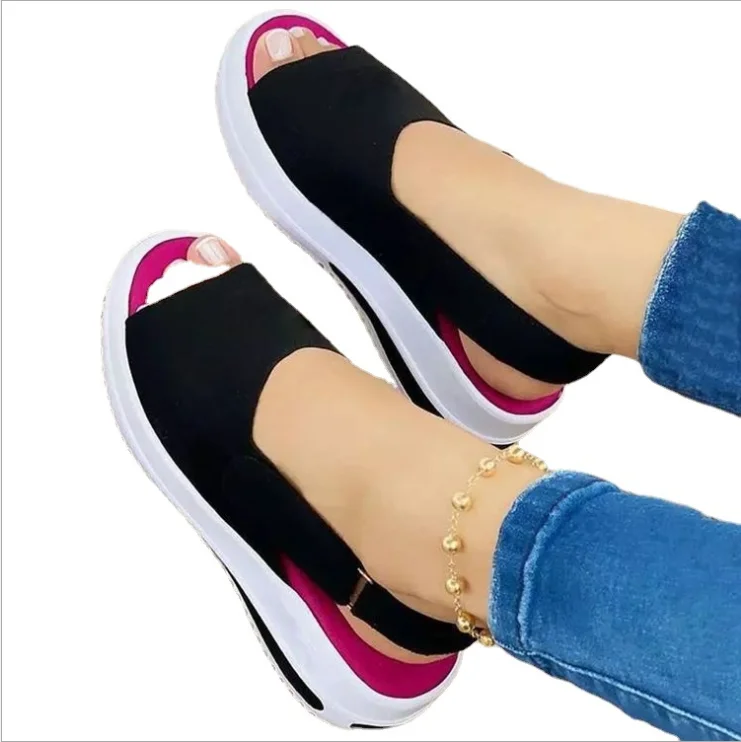 

2021 New European and American new cross-border large size fish-mouth women's sandals with thick soles beach shoes