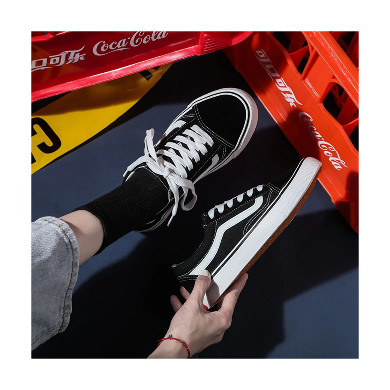 

2021 New Fashion sports canvas shoes flat canvas for women and men casual shoes, Black/white/green