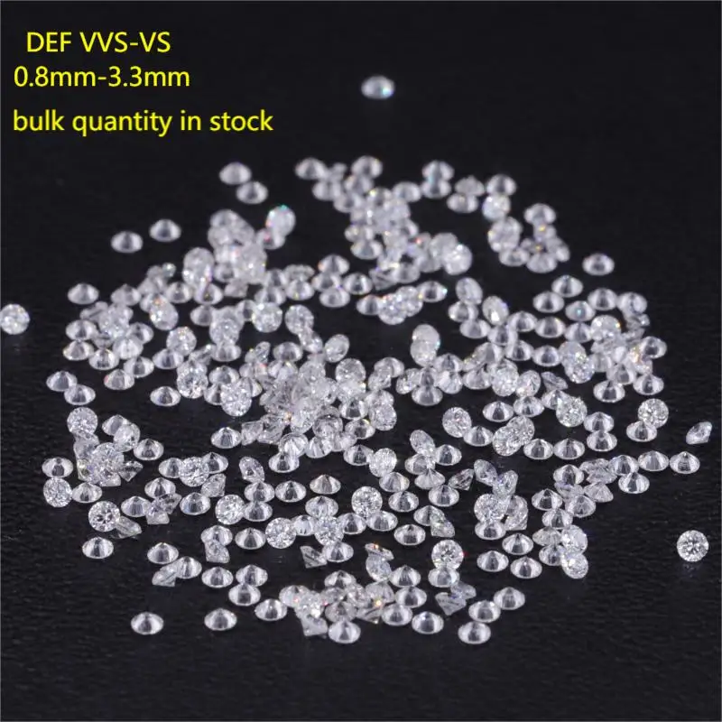 0.8mm 1mm 1.1mm Round White HPHT Loose Diamonds D Color VVS VS Clarity Calibrated Diamonds for Jewelry Wholesale Global